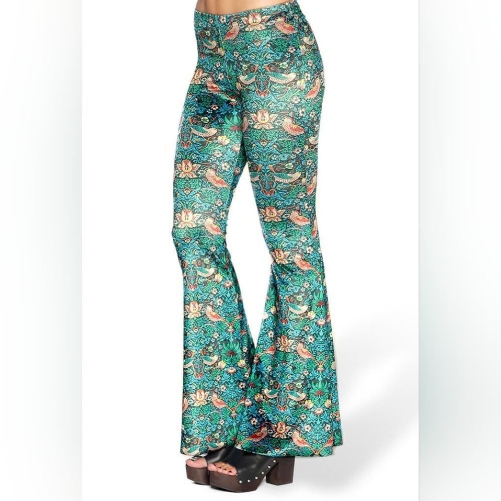 BlackMilk Clothing Strawberry Thief Velvet v Bell Bottoms